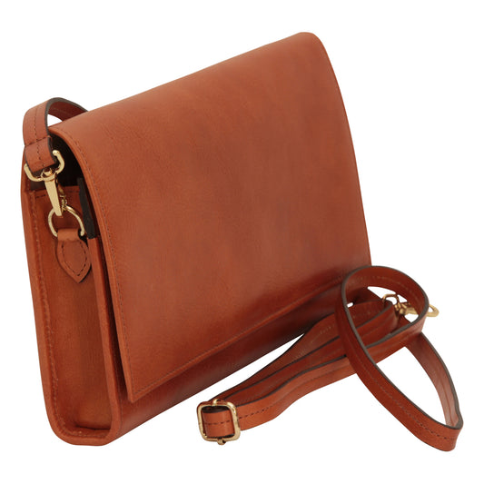 Full grain calfskin shoulder bag . Brown coloniale-0