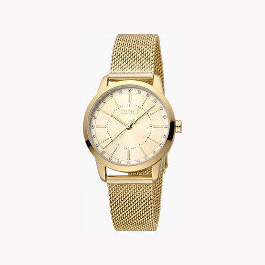 Esprit Women's Gold Stainless Steel Watch, Champagne Dial | ES1L086M0045-0