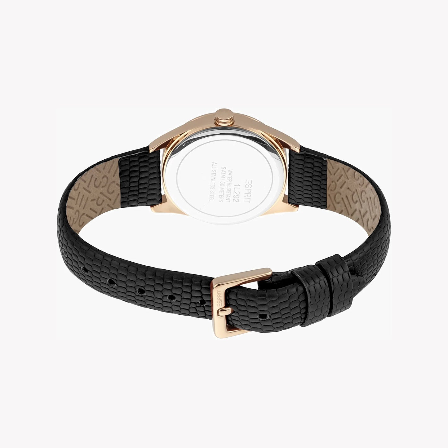 Esprit Women's Black Leather Watch, Black Dial | ES1L128M0075-2