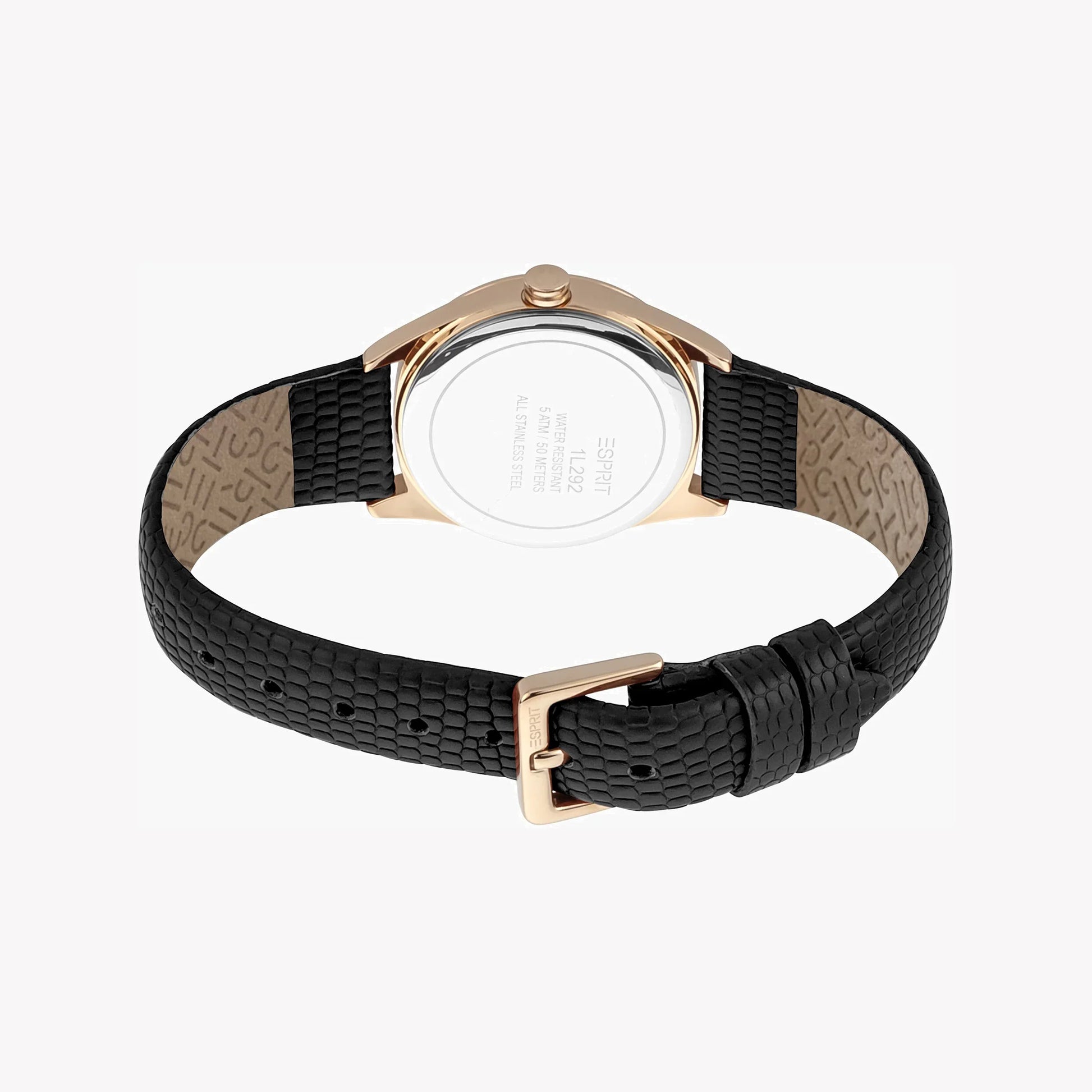 Esprit Women's Black Leather Watch, Black Dial | ES1L128M0075-2