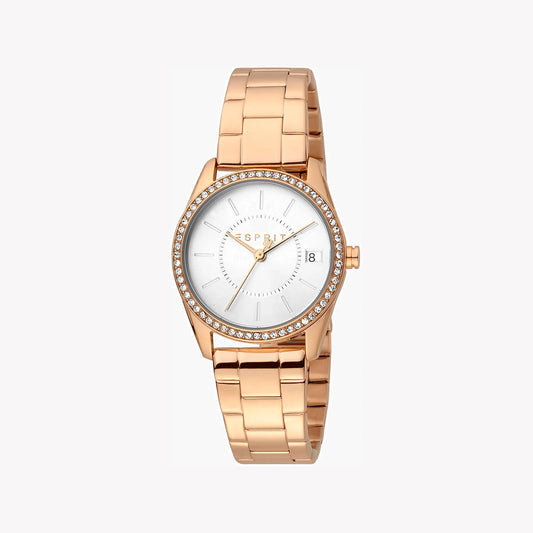 Esprit Women's Rose Gold Stainless Steel Watch, Silver Dial | ES1L085M0015-0