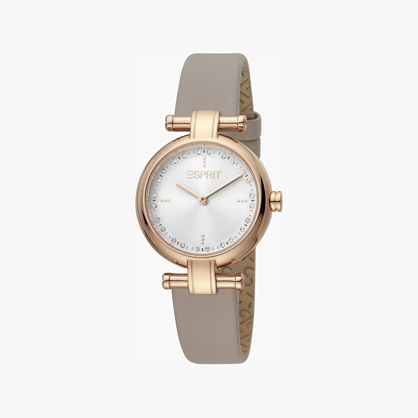 Esprit Women's Beige Leather Watch, Silver Dial | ES1L081M0015-1