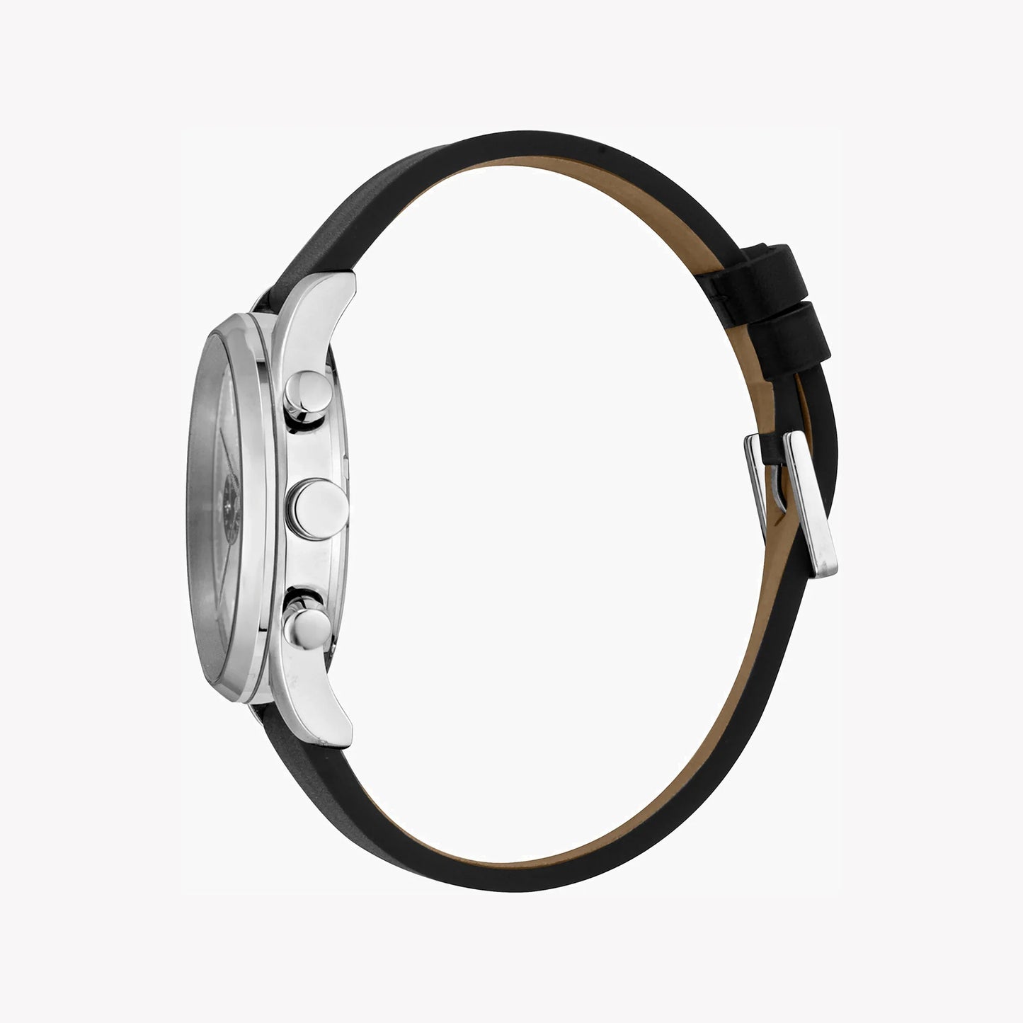 Esprit Men's Black Leather Watch, Silver Dial | ES1G120M0025-1