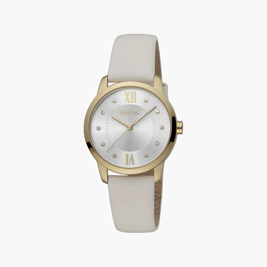 Esprit Women's Beige Leather Watch, Silver Dial | ES1L208M0035-0