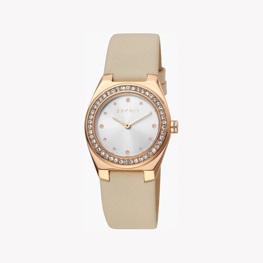 Esprit Women's Sand Leather Watch, Silver Dial | ES1L172M0025-0