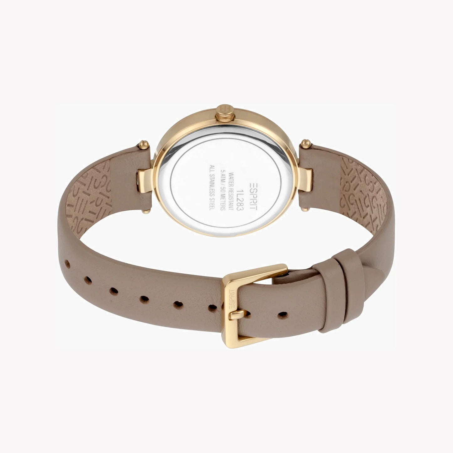 Esprit Women's Beige Leather Watch, Silver Dial | ES1L192M0025-2
