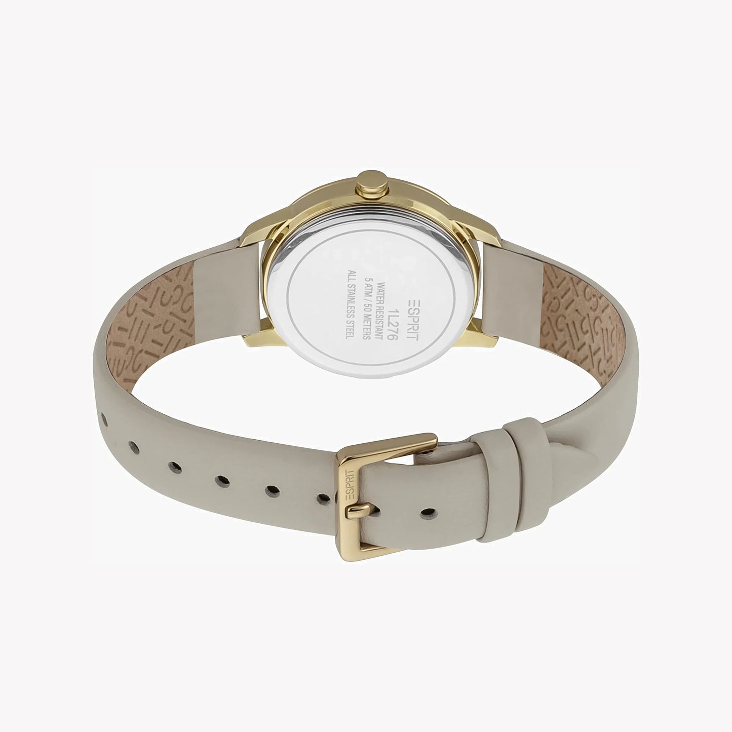 Esprit Women's Beige Leather Watch, Silver Dial | ES1L208M0035-2