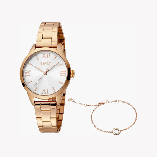 Esprit Women's Rose Gold Stainless Steel Watch, Silver Dial | ES1L170L0015-0