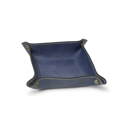 Leather valet tray - cobalt-0