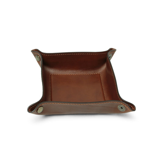 Full grain leather valet tray - brown-0