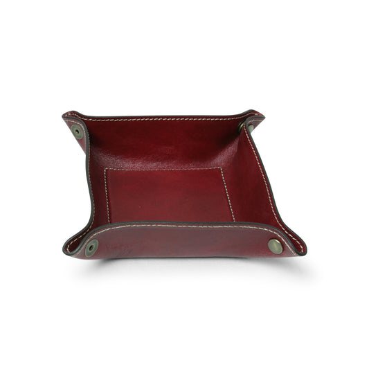 Full grain leather valet tray - red-0