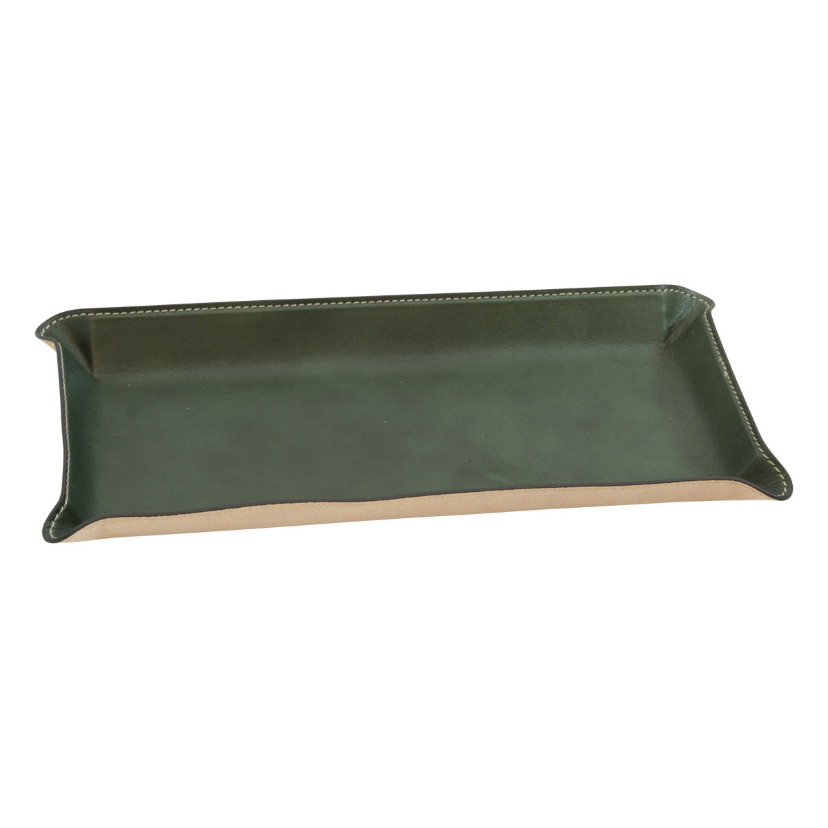 Leather desk tray - green-1