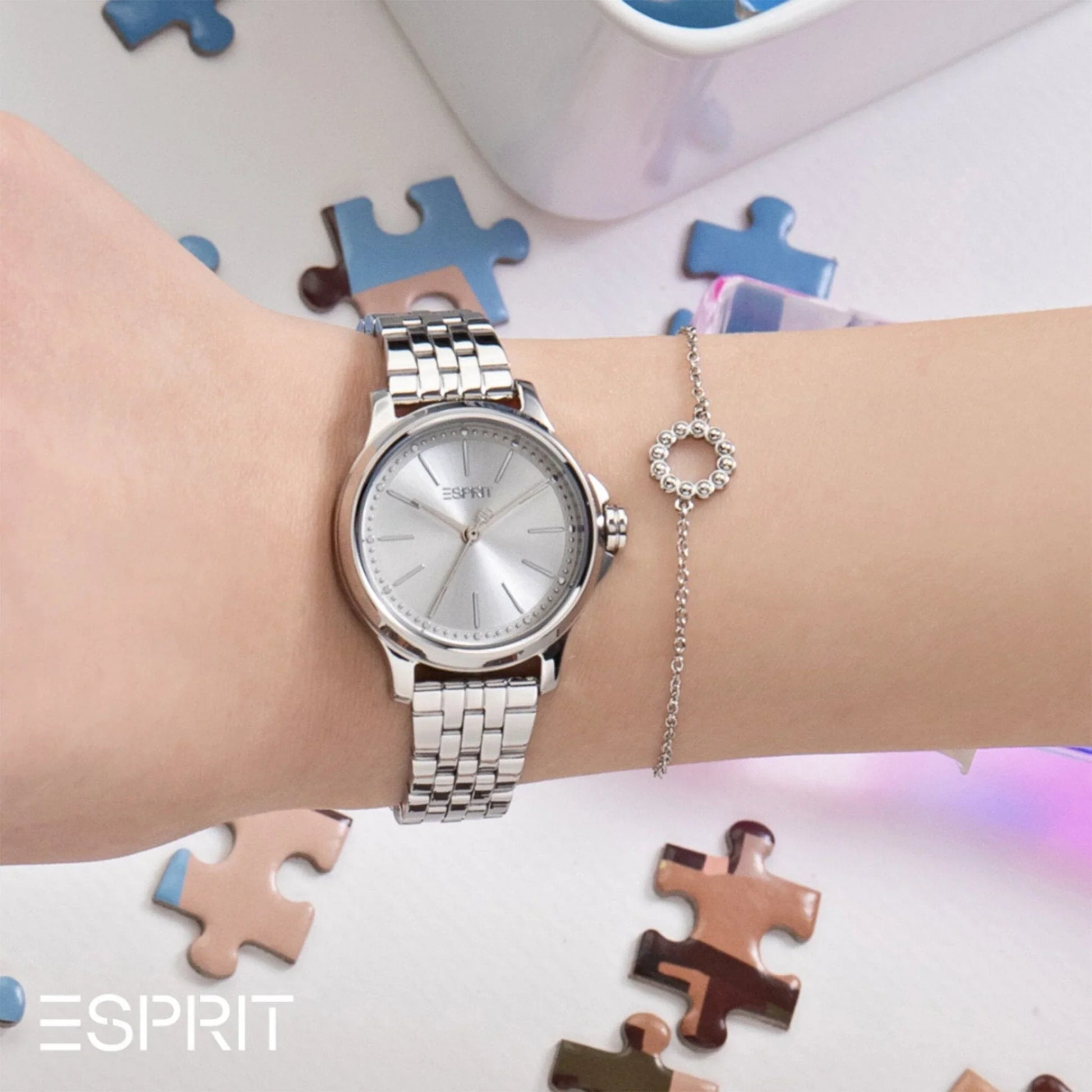 Esprit Women's Silver Stainless Steel Watch, Silver Dial | ES1L190M0025-4