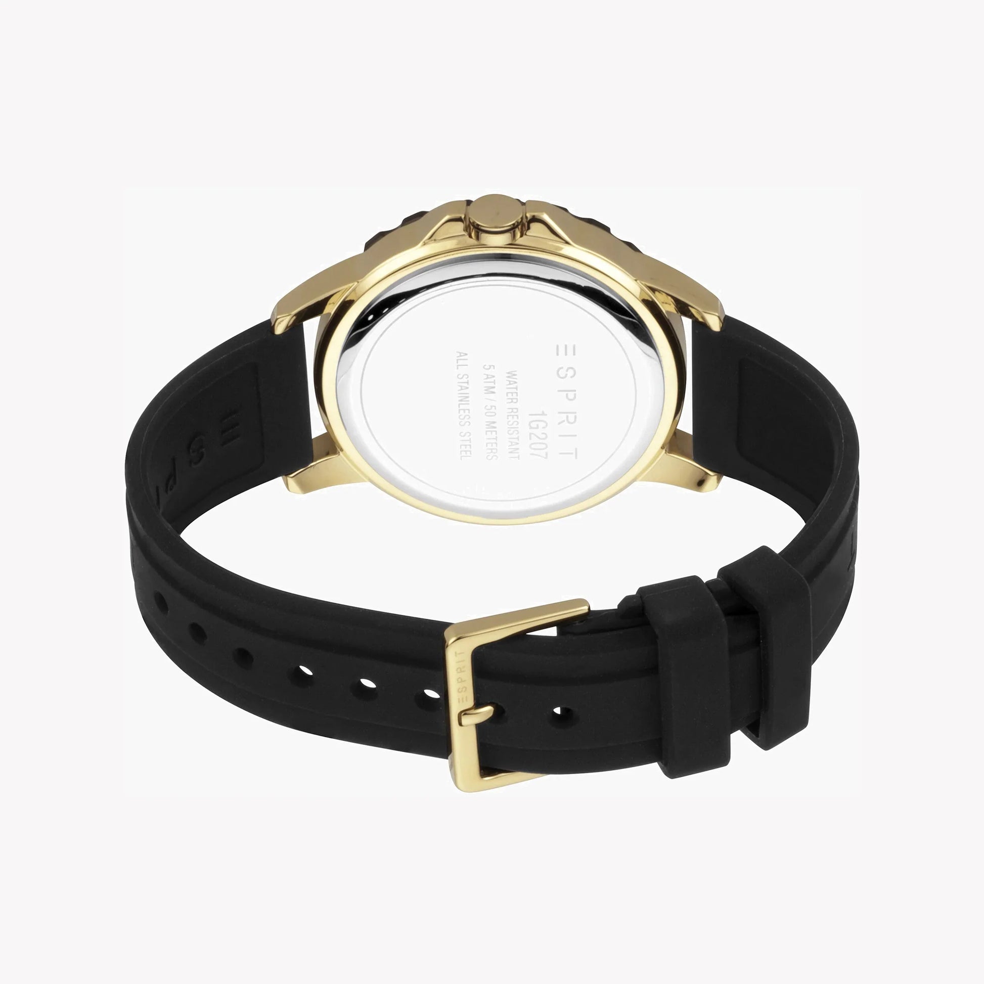 Esprit Men's Silver Dial Watch, Black Rubber Band | ES1G069M0025-2