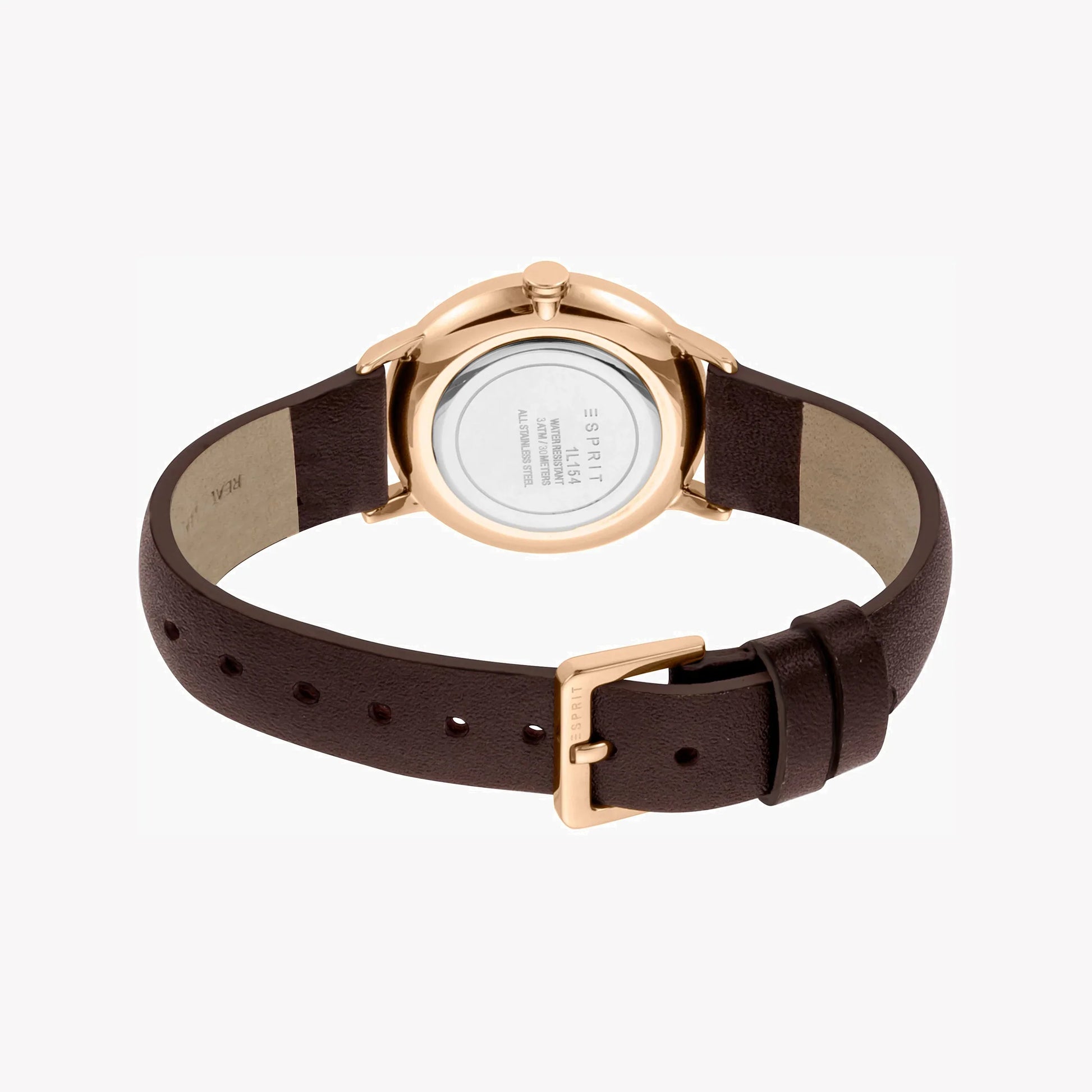 Esprit Women's Burgundy Leather Watch, Rose Gold Dial | ES1L123M0015-2
