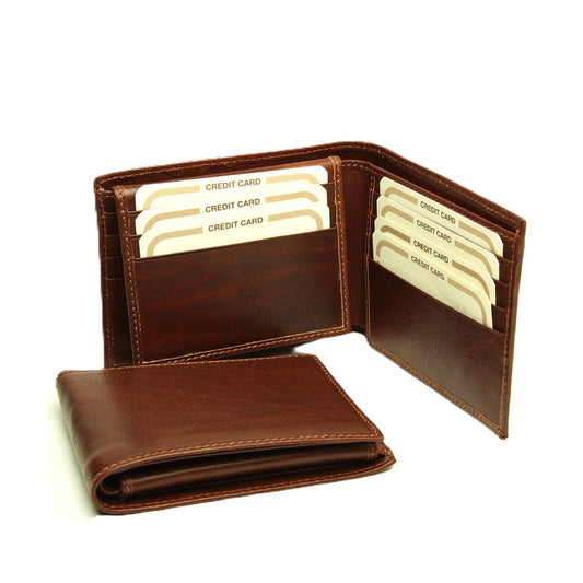 Leather Bifold Wallet - Brown with RFID-0