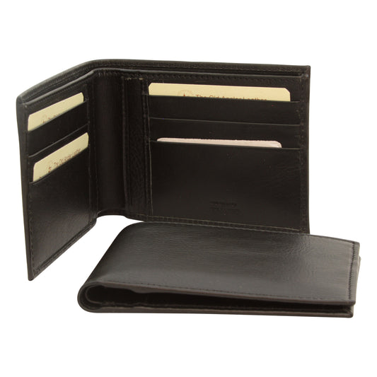 Leather bifold wallet - black with RFID-0