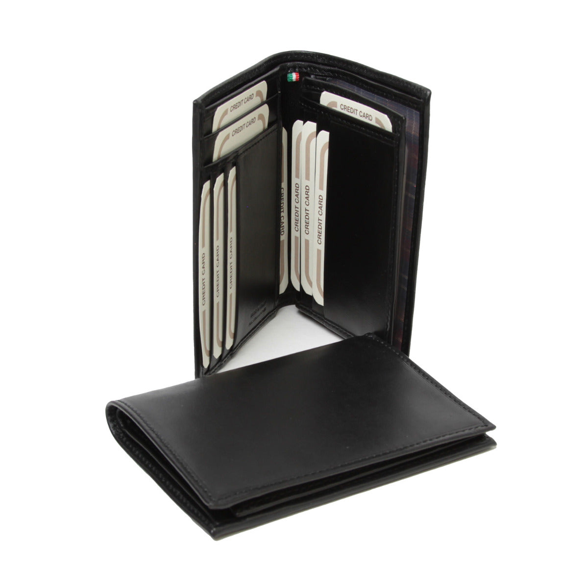 LEATHER CARD HOLDER WITH LIGHT POCKETS-BLACK-1