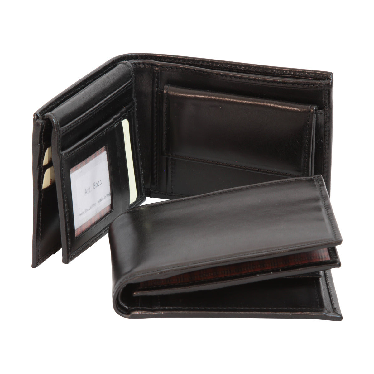 Leather Bifold wallet with coin pocket - black  RFID system-0