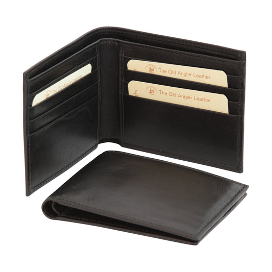 Leather bifold wallet for man with RFID- black-0