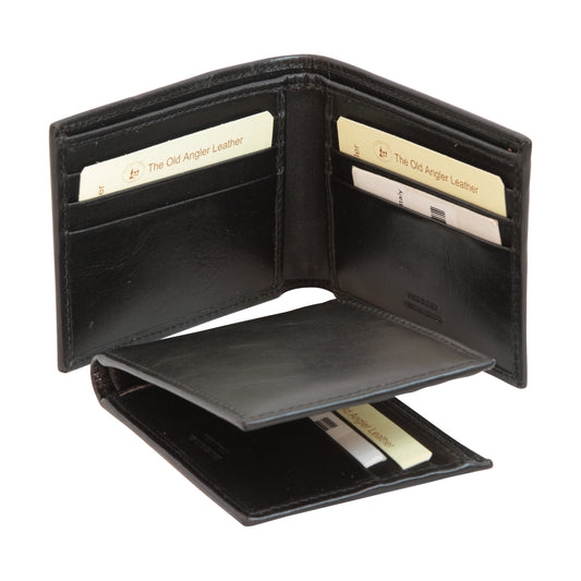 Leather bifold wallet with RFID- black-0