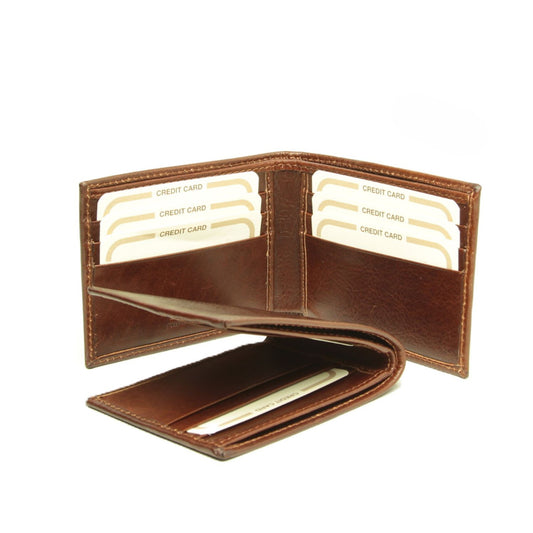 Bifold wallet with RFID blocking technology - Brown-0