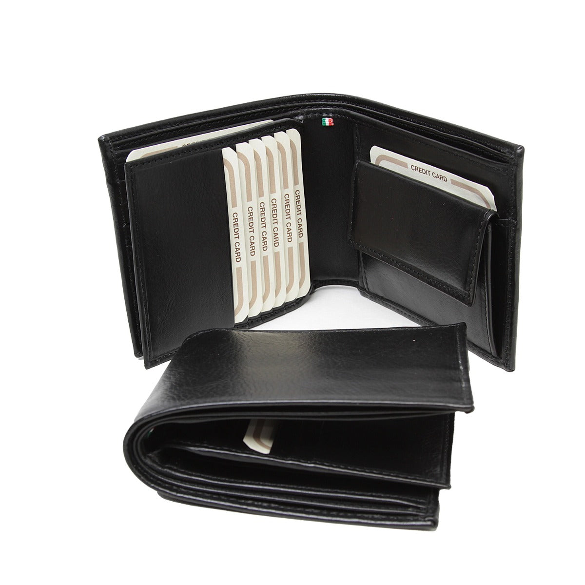 Leather wallet with card holder and RFID -Black-0