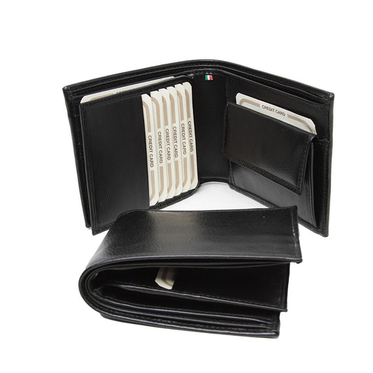 Leather wallet with card holder and RFID -Black-0