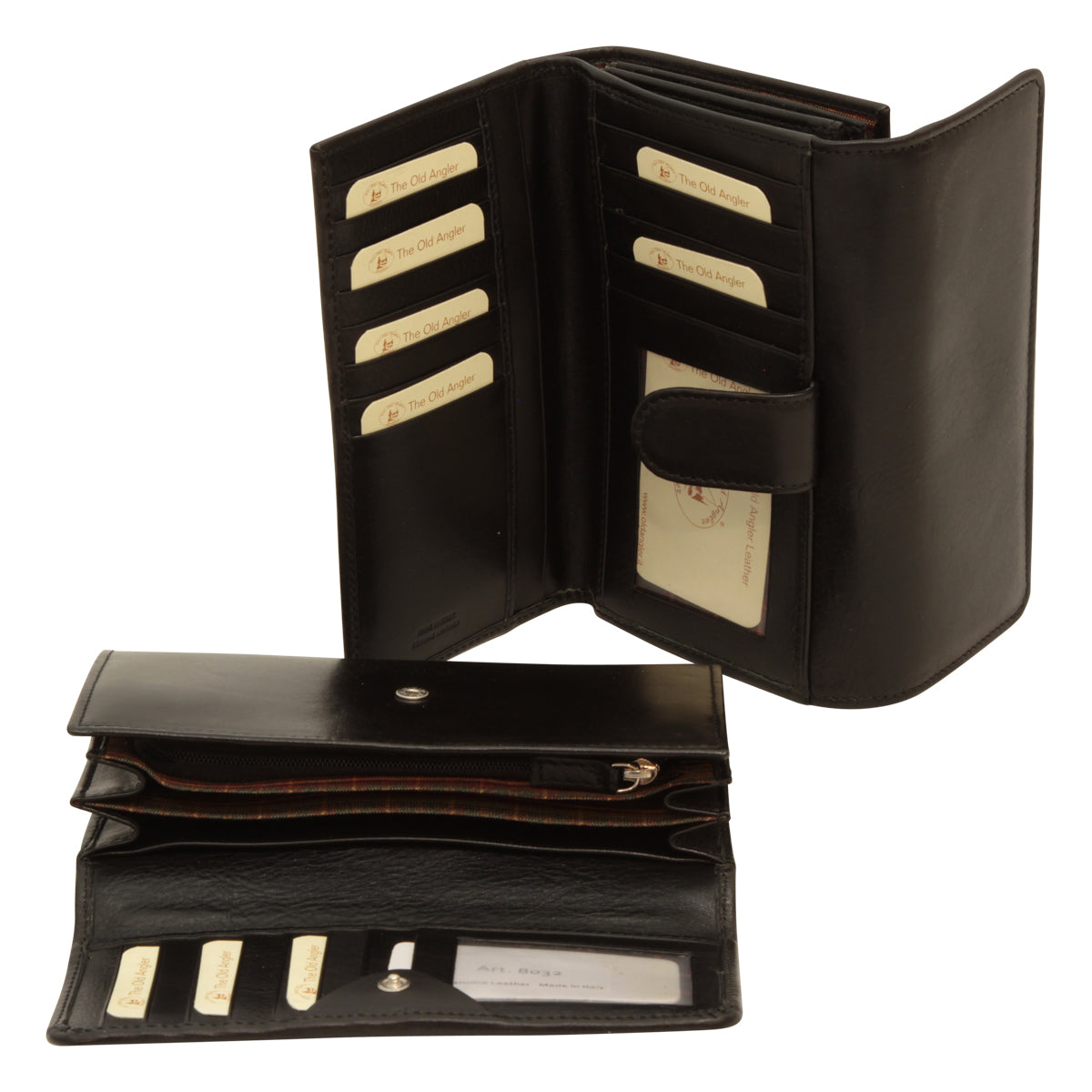 Women's cowhide leather wallet - Black with RFID-0