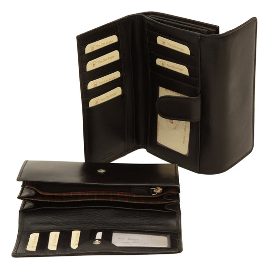 Women's cowhide leather wallet - Black with RFID-0