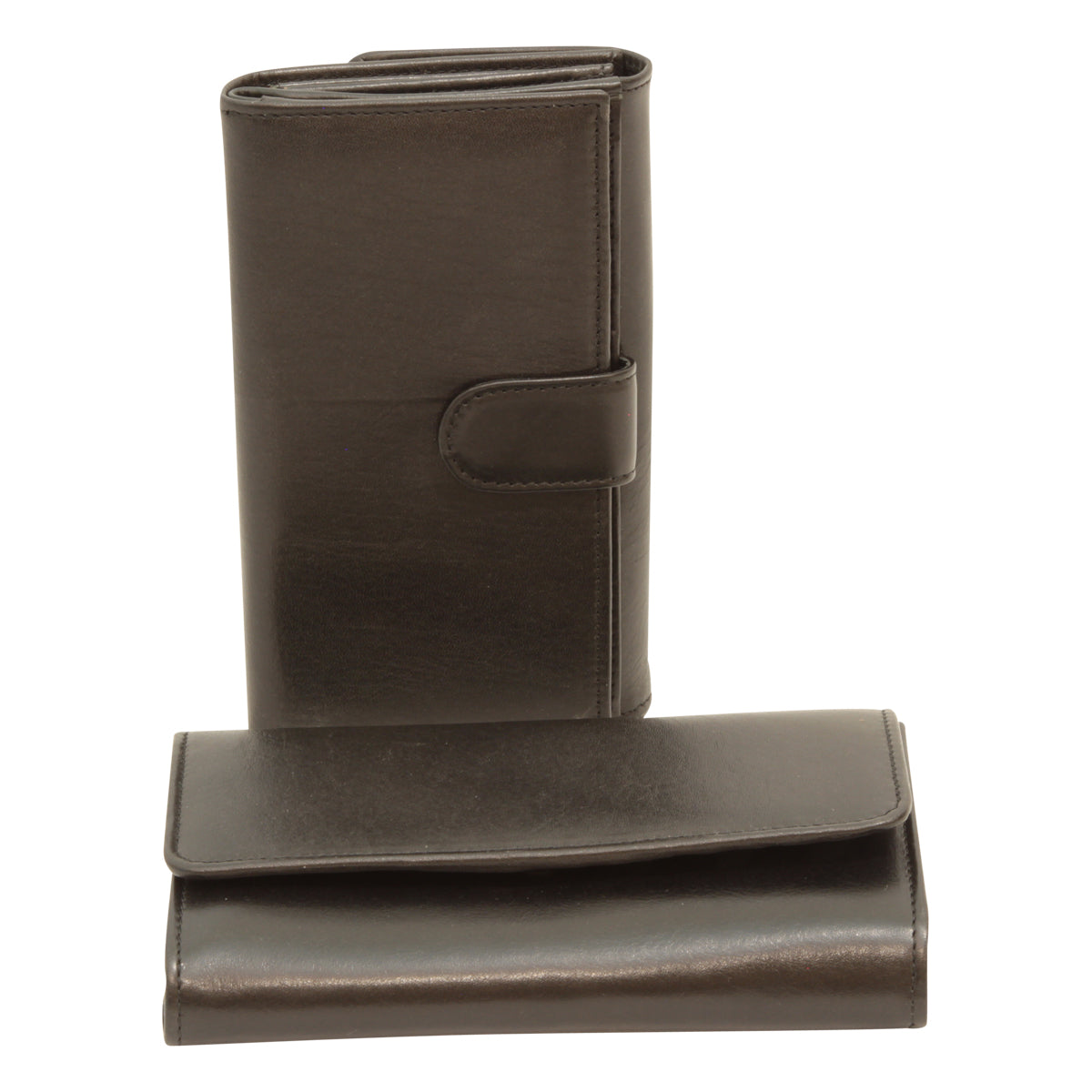 Women's cowhide leather wallet - Black with RFID-1