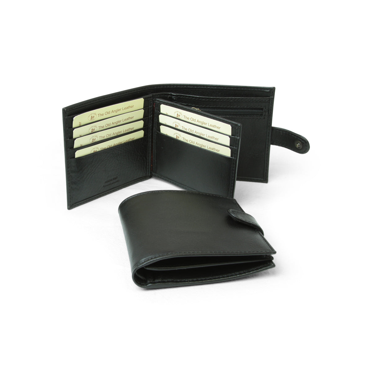 Leather wallet with snap closure - black-0
