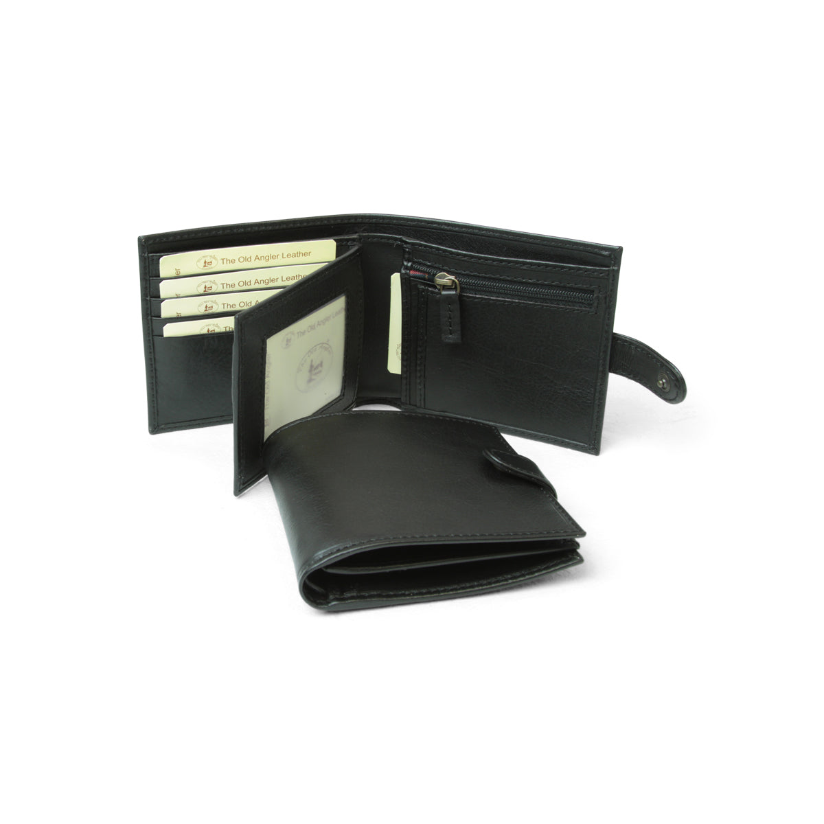 Leather wallet with snap closure - black-1
