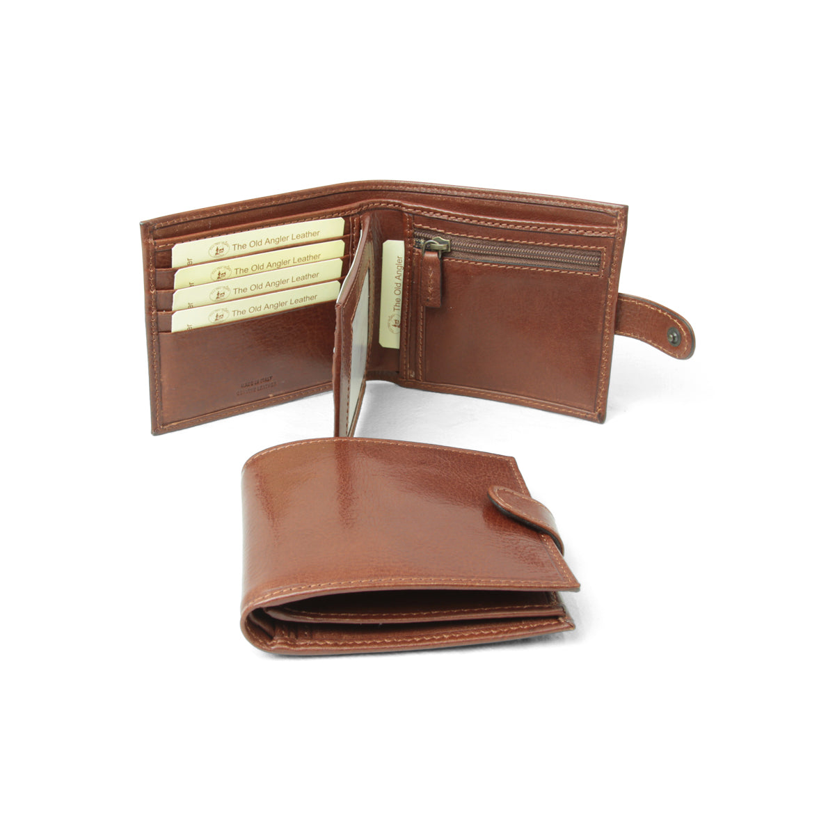 Leather wallet with snap closure - brown-1