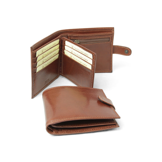 Leather wallet with snap closure - brown-0