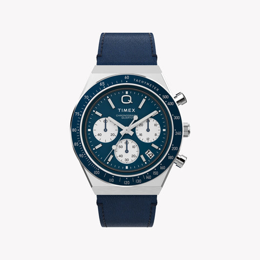 Timex Men's Blue Leather Chrono, Stainless Steel | TW2W51700-0