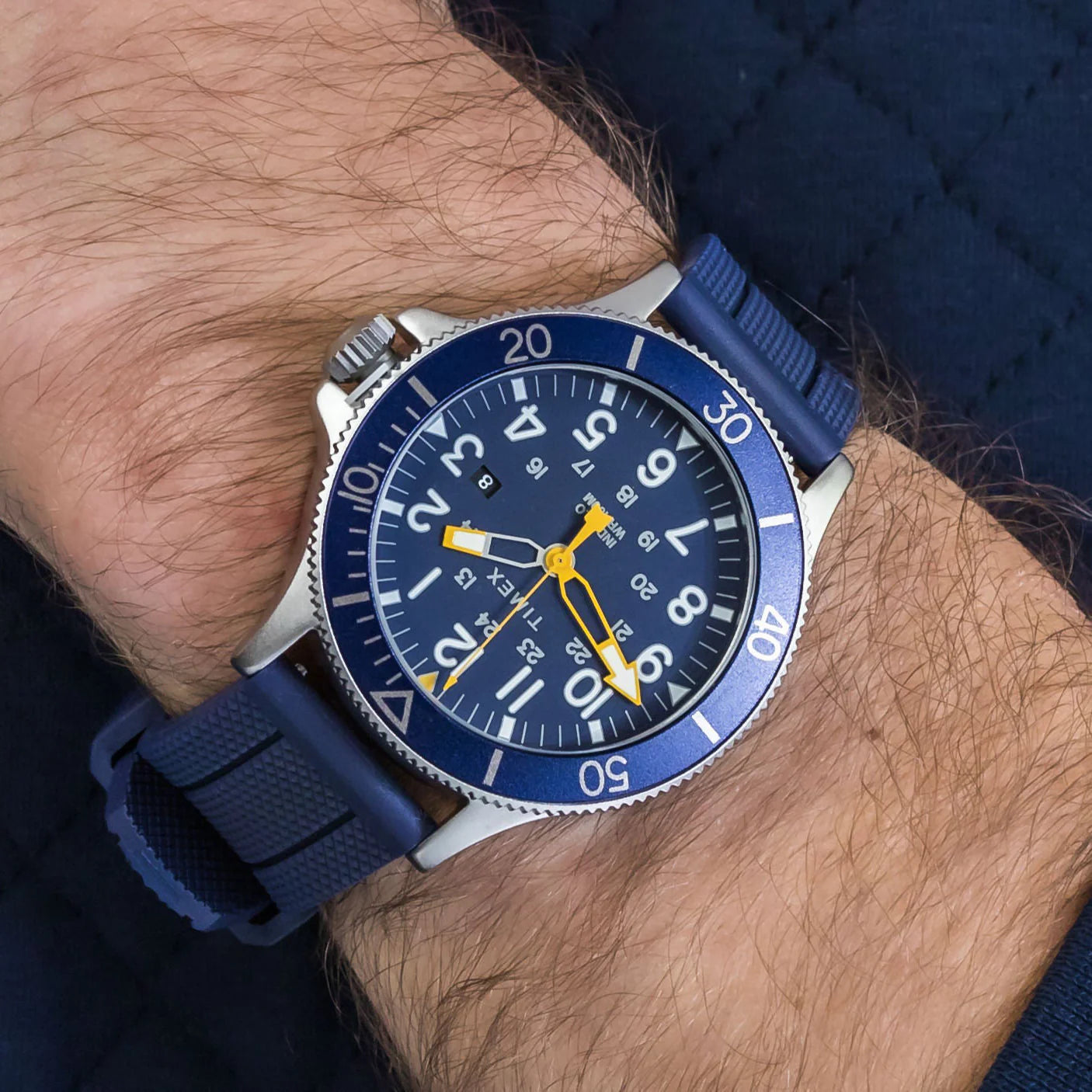 Timex Men's Blue Silicone Watch, Brass Case | TW2R60700-4