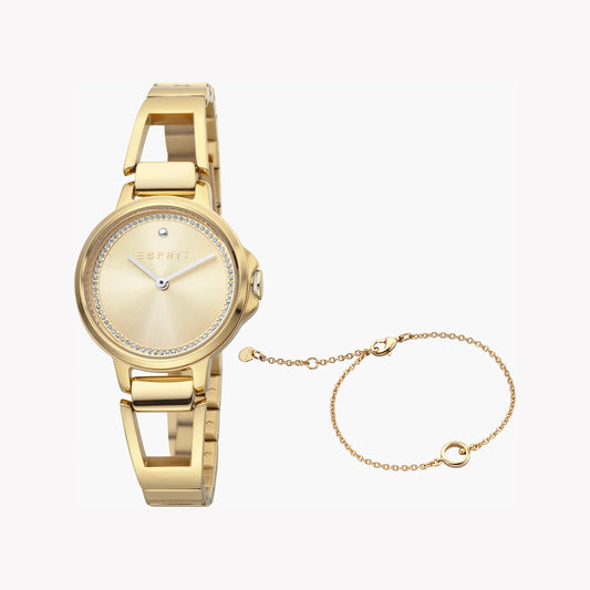 Esprit Women's Gold Stainless Steel Watch, Champagne Dial | ES1L098M0045-0