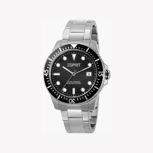 Esprit Men's Silver Stainless Steel Watch, Black Dial | ES1G051M0015-0