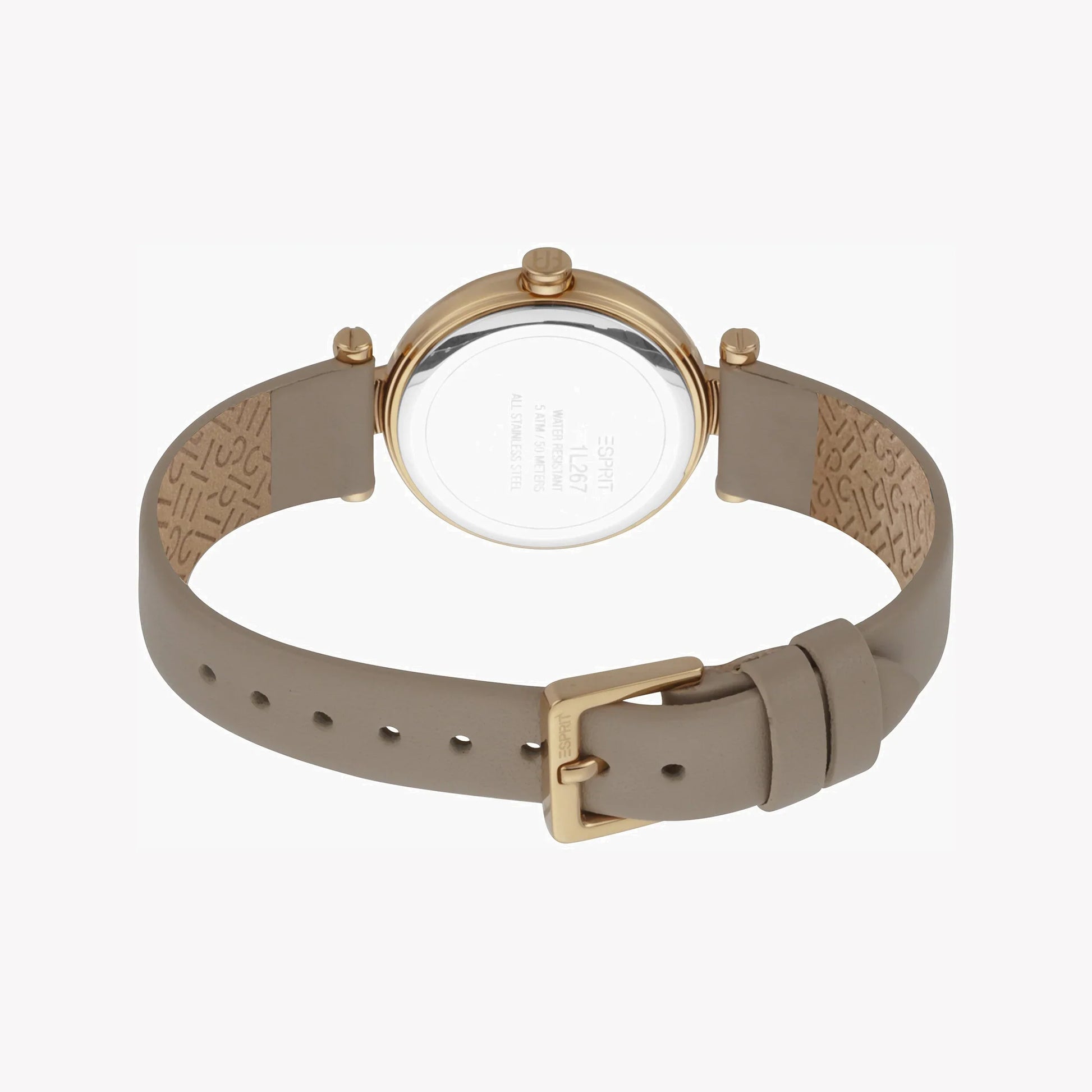 Esprit Women's Beige Leather Watch, Silver Dial | ES1L081M0015-3