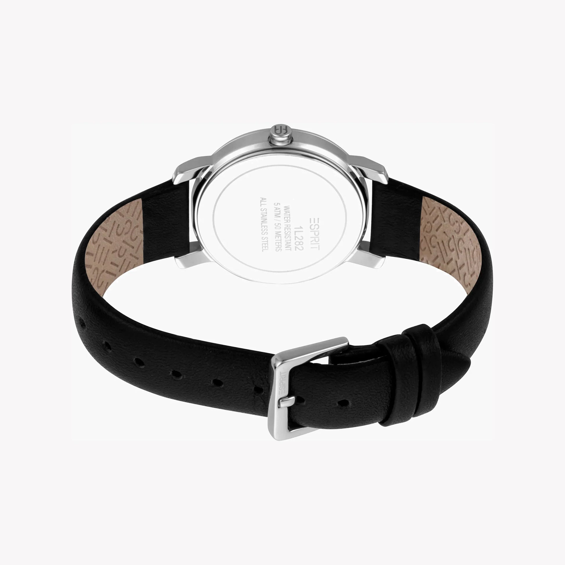 Esprit Women's Black Leather Watch, Black Dial | ES1L183M0015-3