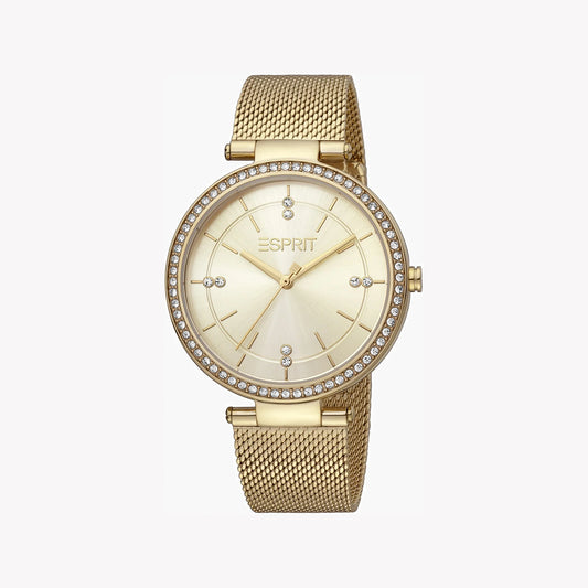 Esprit Women's Gold Stainless Steel Watch, Champagne Dial | ES1L123M0014-0