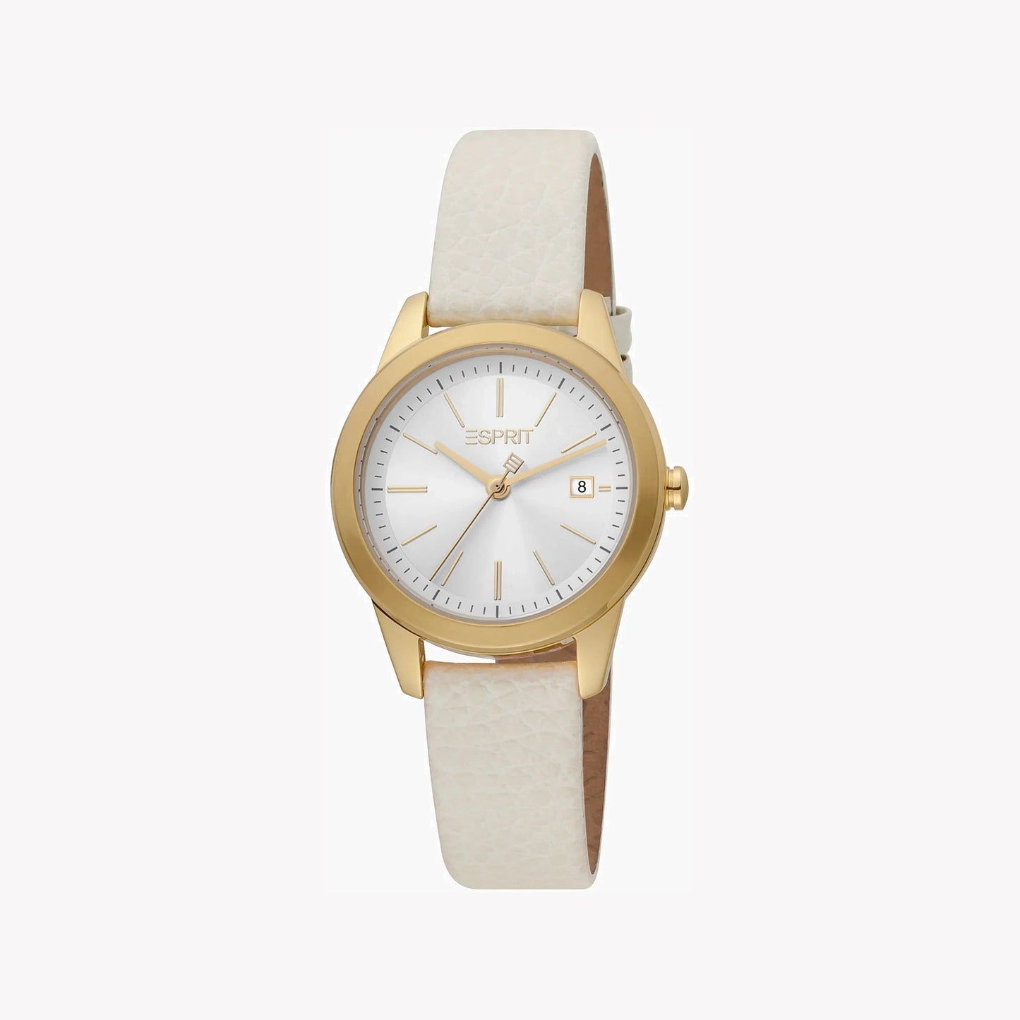 Esprit Women's Beige Leather Watch, Silver Dial | ES1L164M0055-0