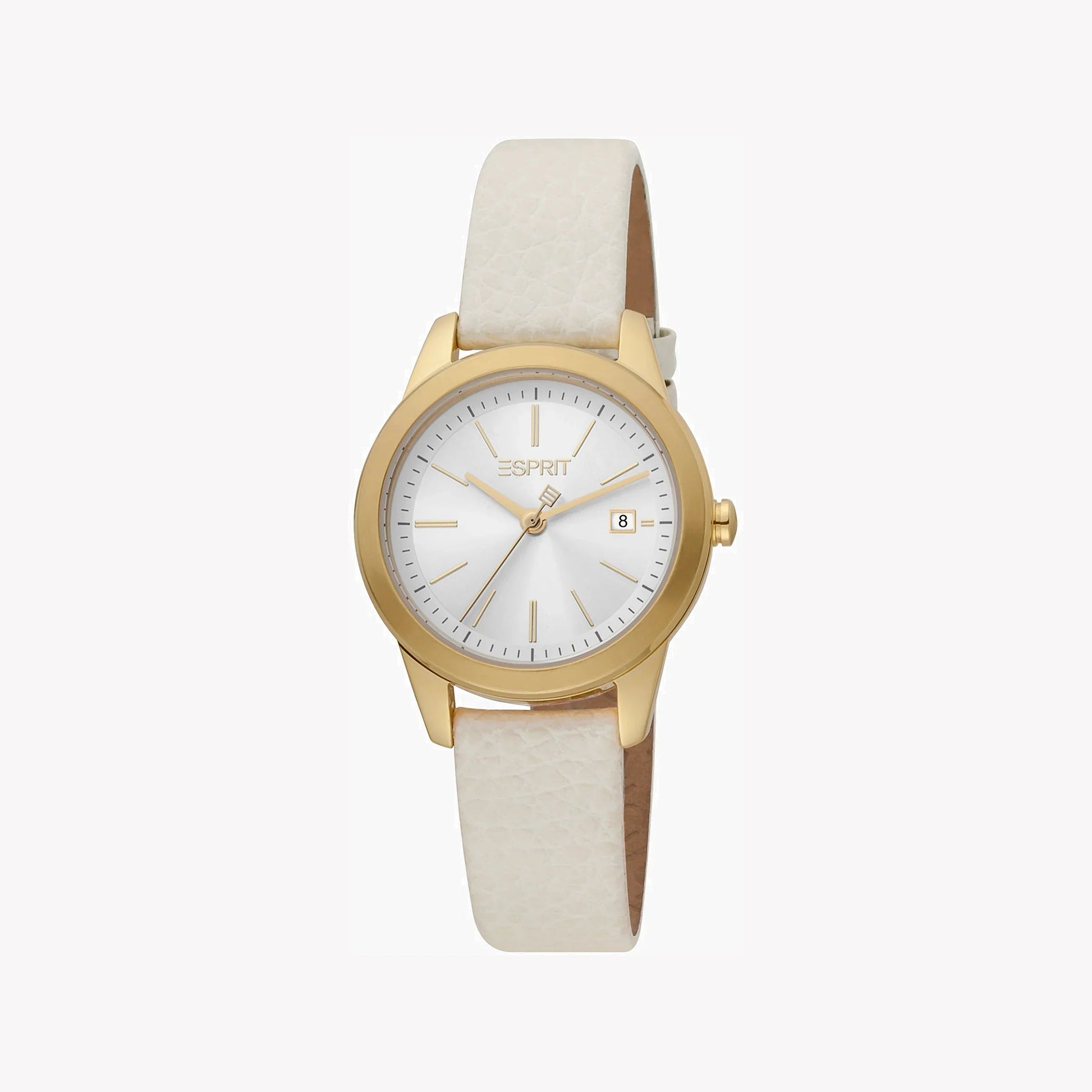 Esprit Women's Beige Leather Watch, Silver Dial | ES1L164M0055-0