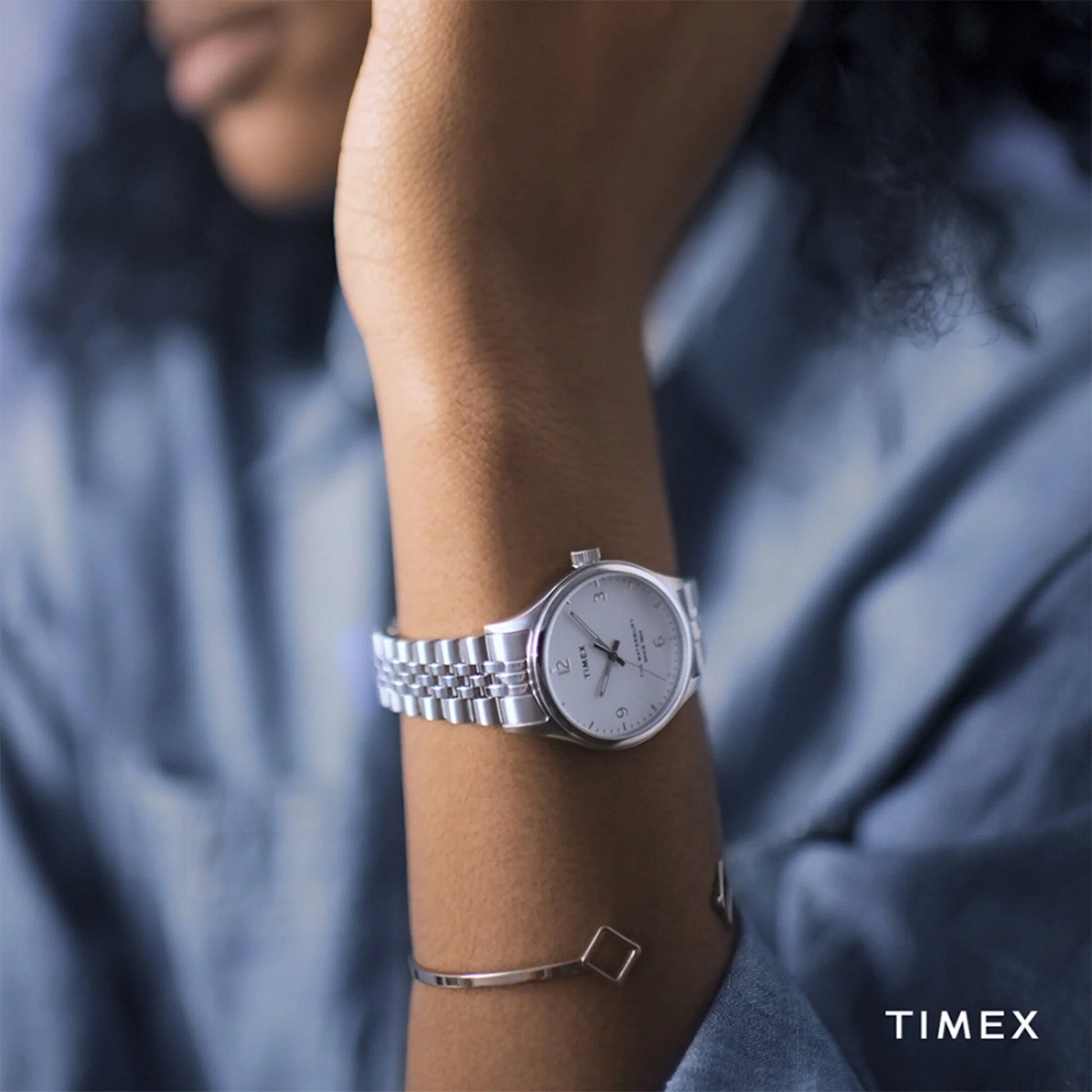 Timex Women's Silver Stainless Steel Watch, White Dial | TW2R69400-4