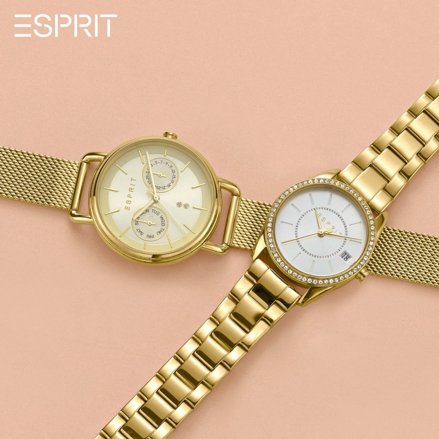 Esprit Women's Gold Stainless Steel Watch, Silver Dial | ES1L181M0035-3