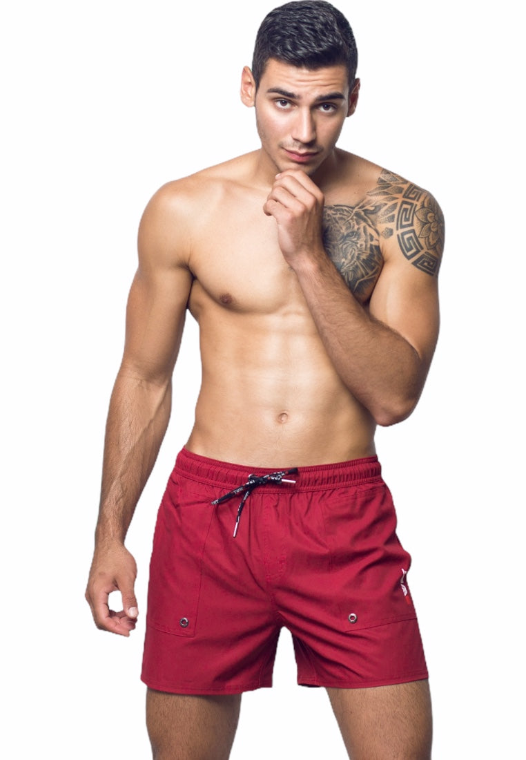 Stay Sustainable and Sexy with BWET Swimwear's Maroon Eclipse Swim Shorts-0