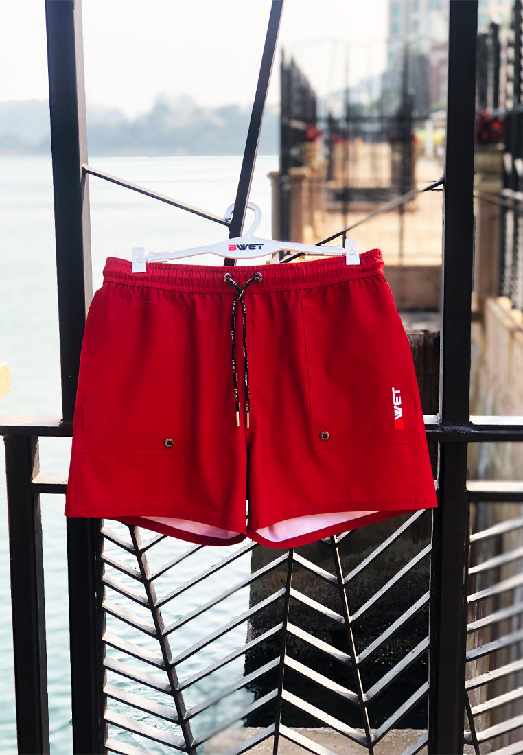 Stay Sustainable and Sexy with BWET Swimwear's Maroon Eclipse Swim Shorts-3