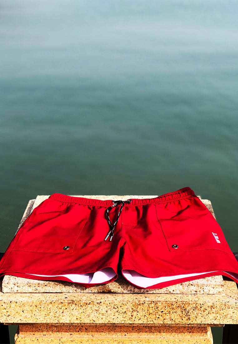 Stay Sustainable and Sexy with BWET Swimwear's Maroon Eclipse Swim Shorts-4