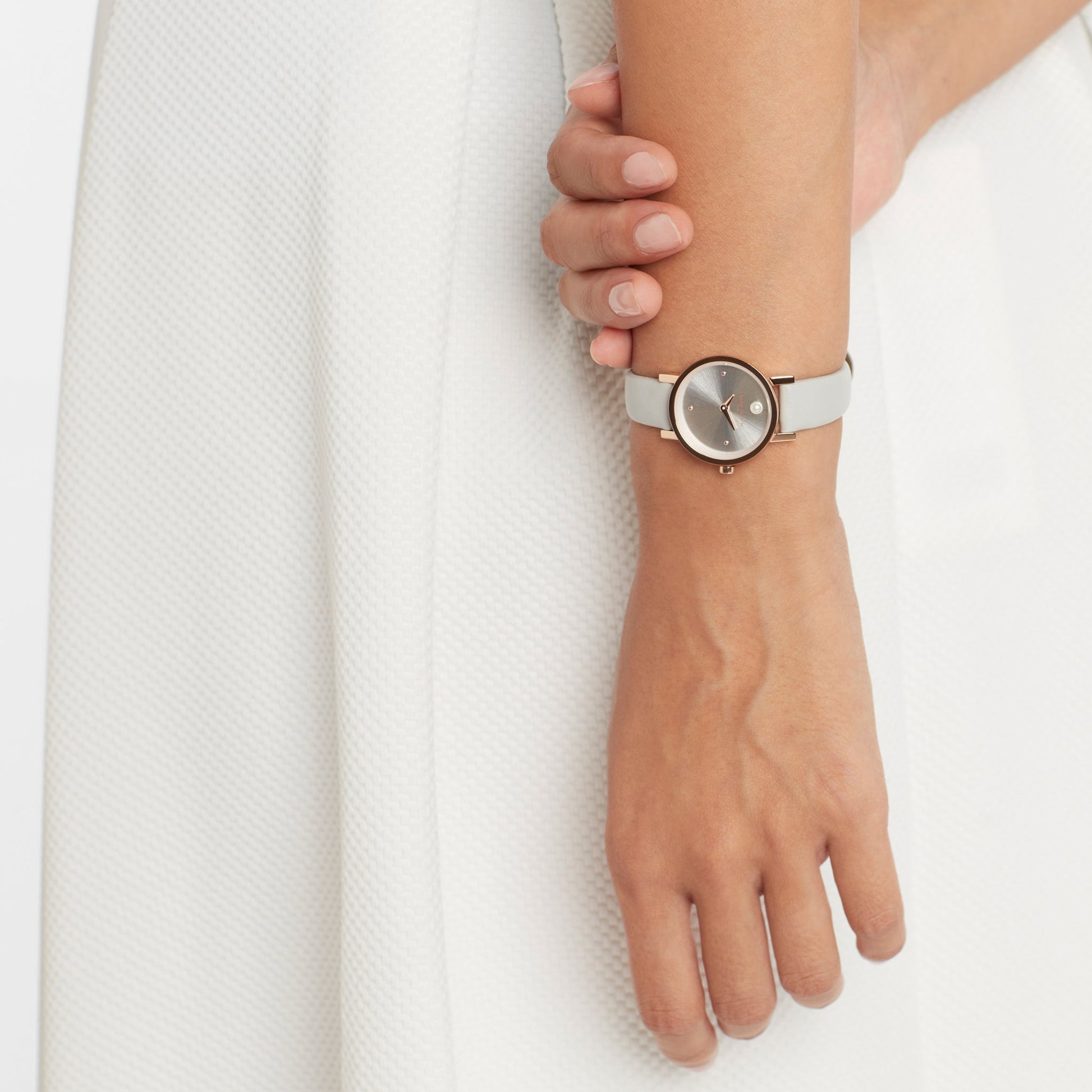 Pierre Cardin Women's Gray Leather Watch, Silver Dial | CCM.0506-3